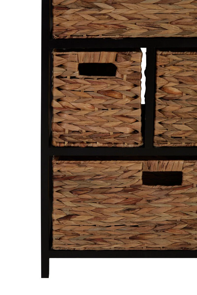 Padstow Black Storage Unit with 6 Water Hyacinth Drawers - Image 15