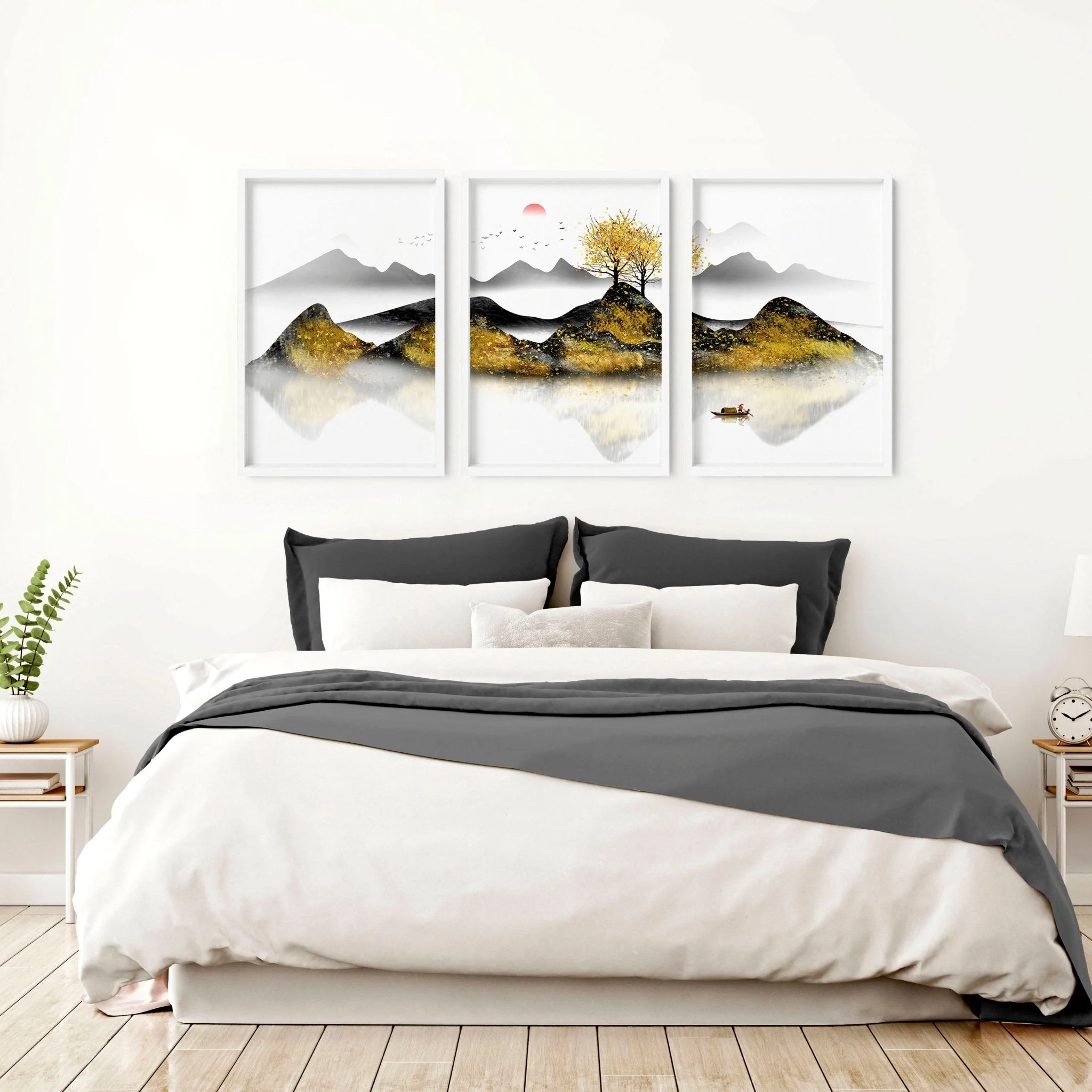 Paintings for bedroom walls | set of 3 framed wall art - Image 2