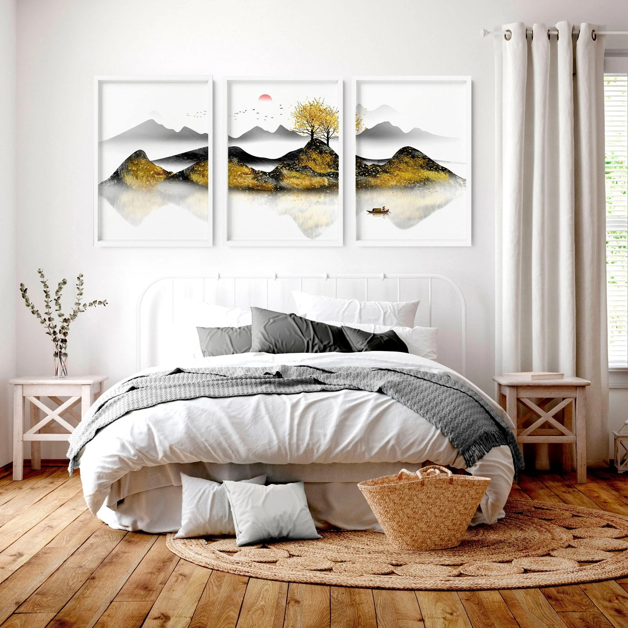 Paintings for bedroom walls | set of 3 framed wall art - Image 3