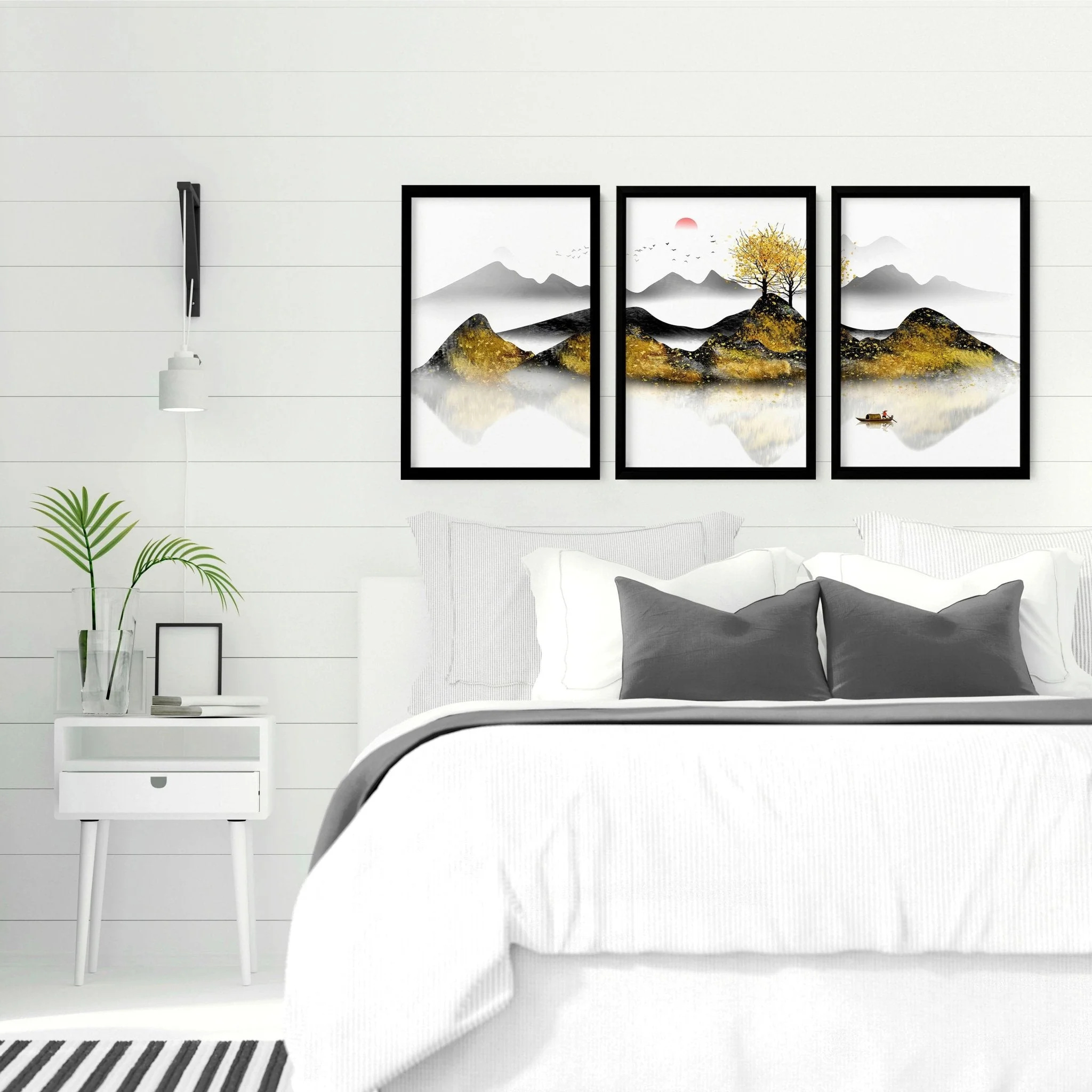 Paintings for bedroom walls | set of 3 framed wall art - Image 4