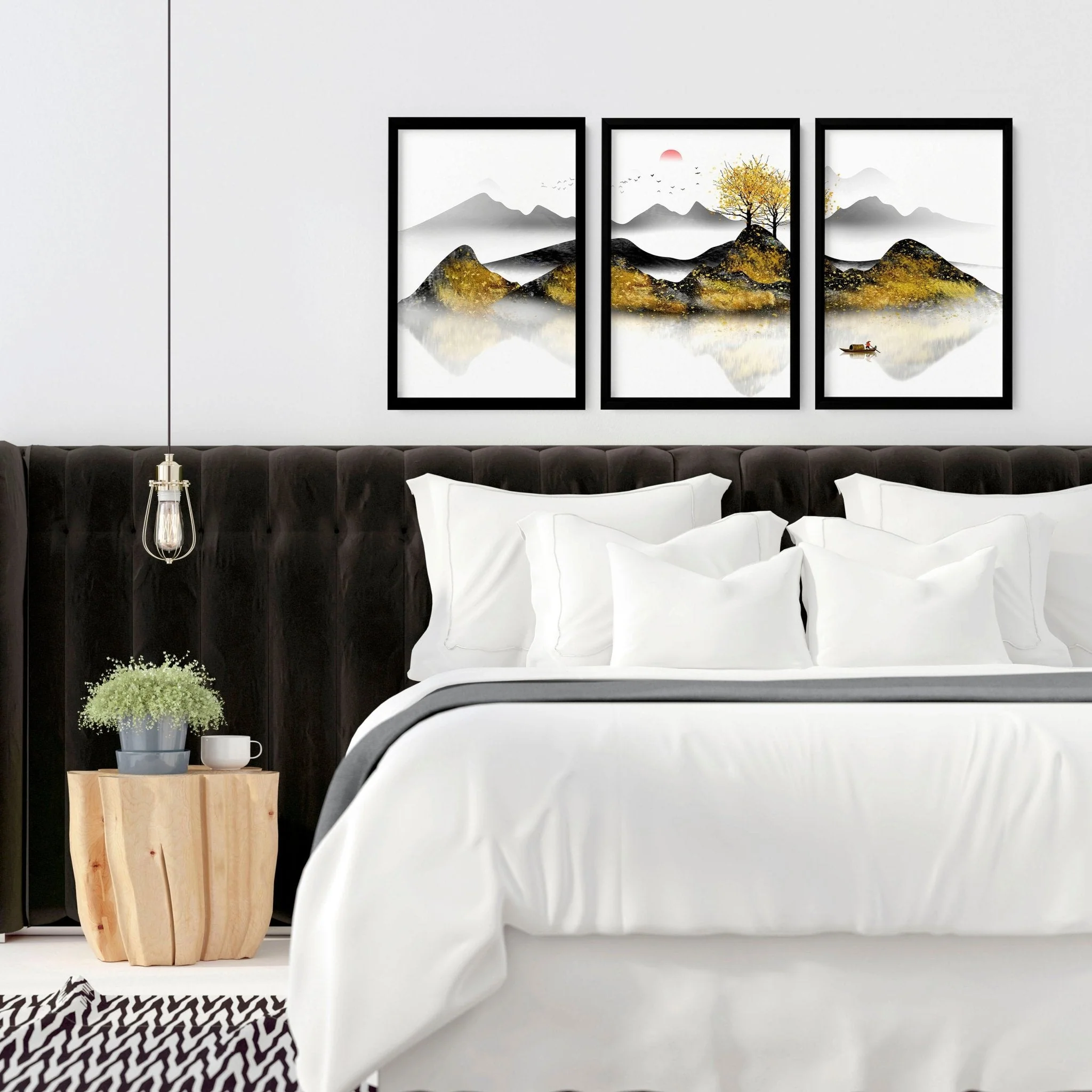 Paintings for bedroom walls | set of 3 framed wall art - Image 5