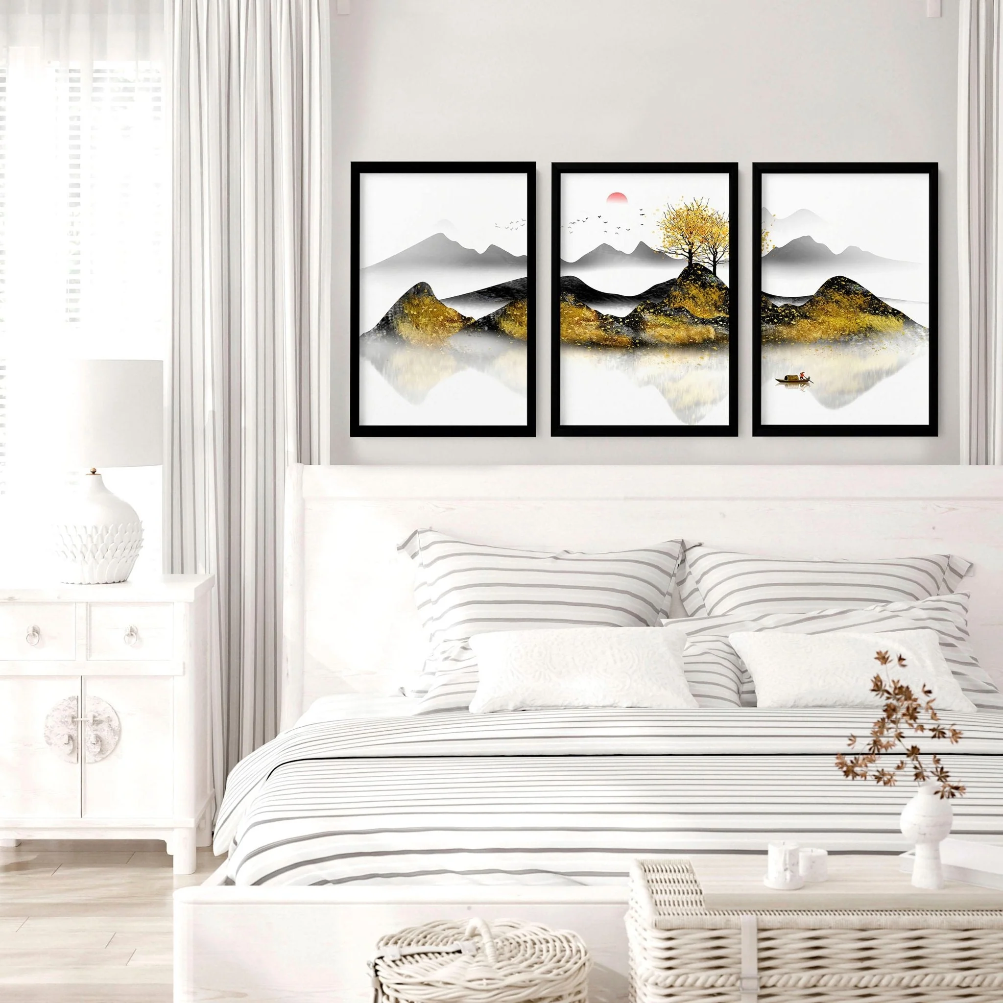 Paintings for bedroom walls | set of 3 framed wall art - Image 9