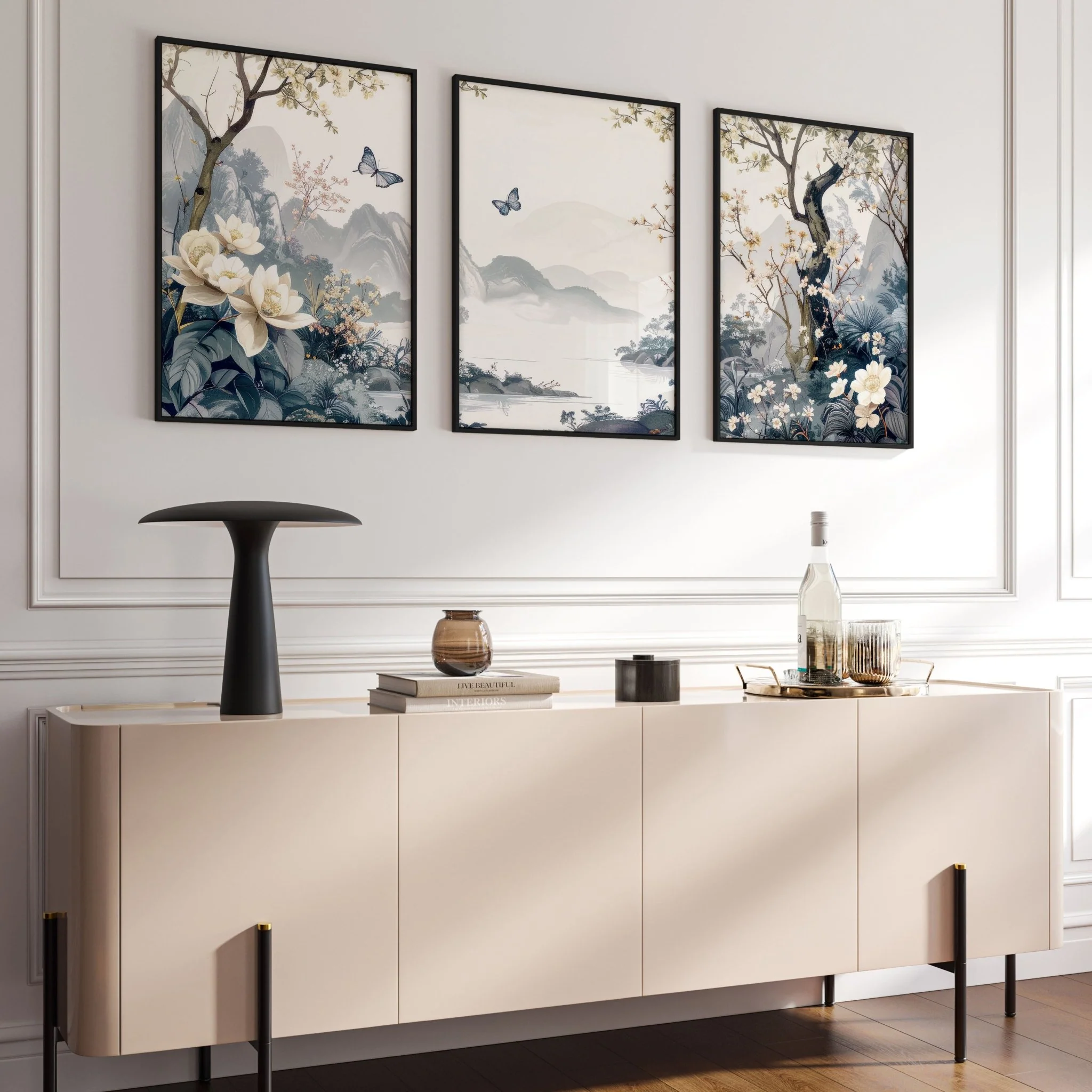 Paintings For Living Room | Set of 3 Chinoiserie Wall art Prints - Image 3