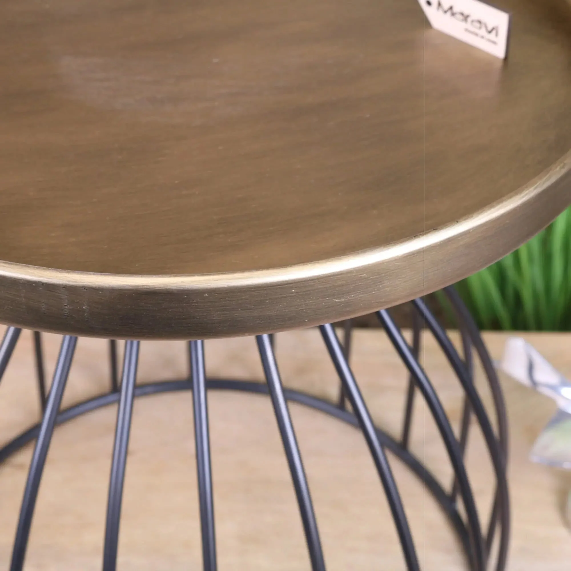 Palampur Gold Industrial Round Side Table - Image 2