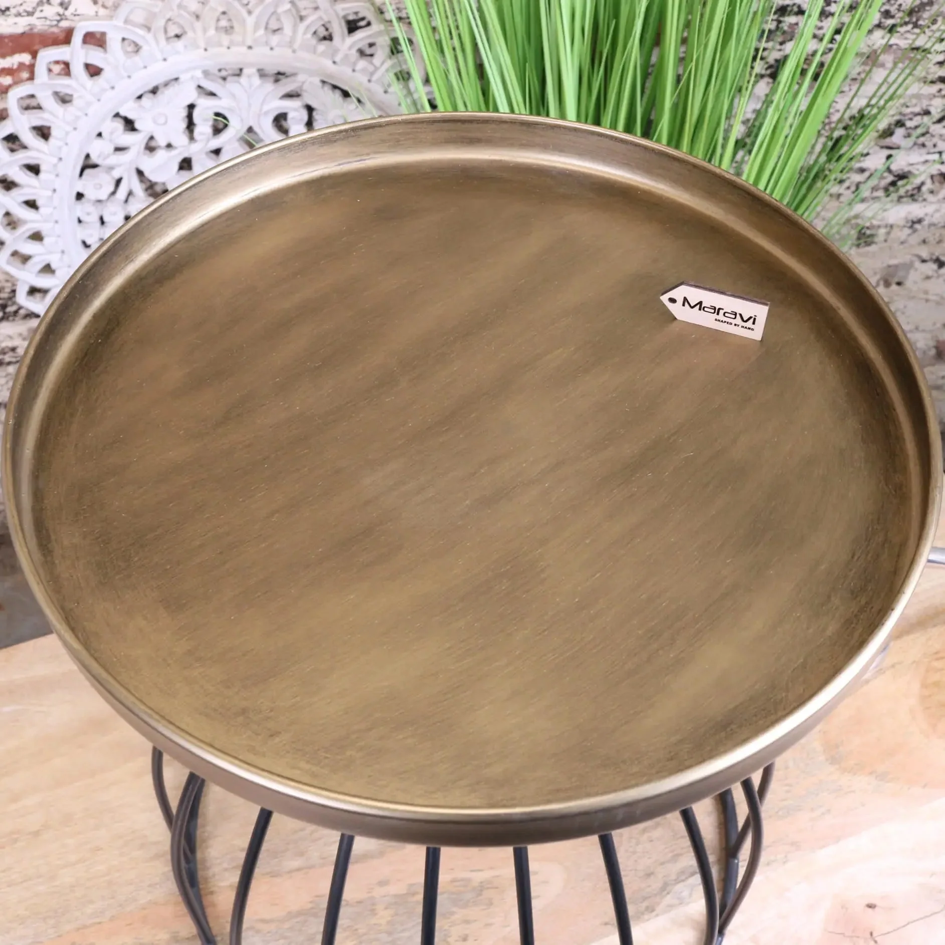 Palampur Gold Industrial Round Side Table - Image 5