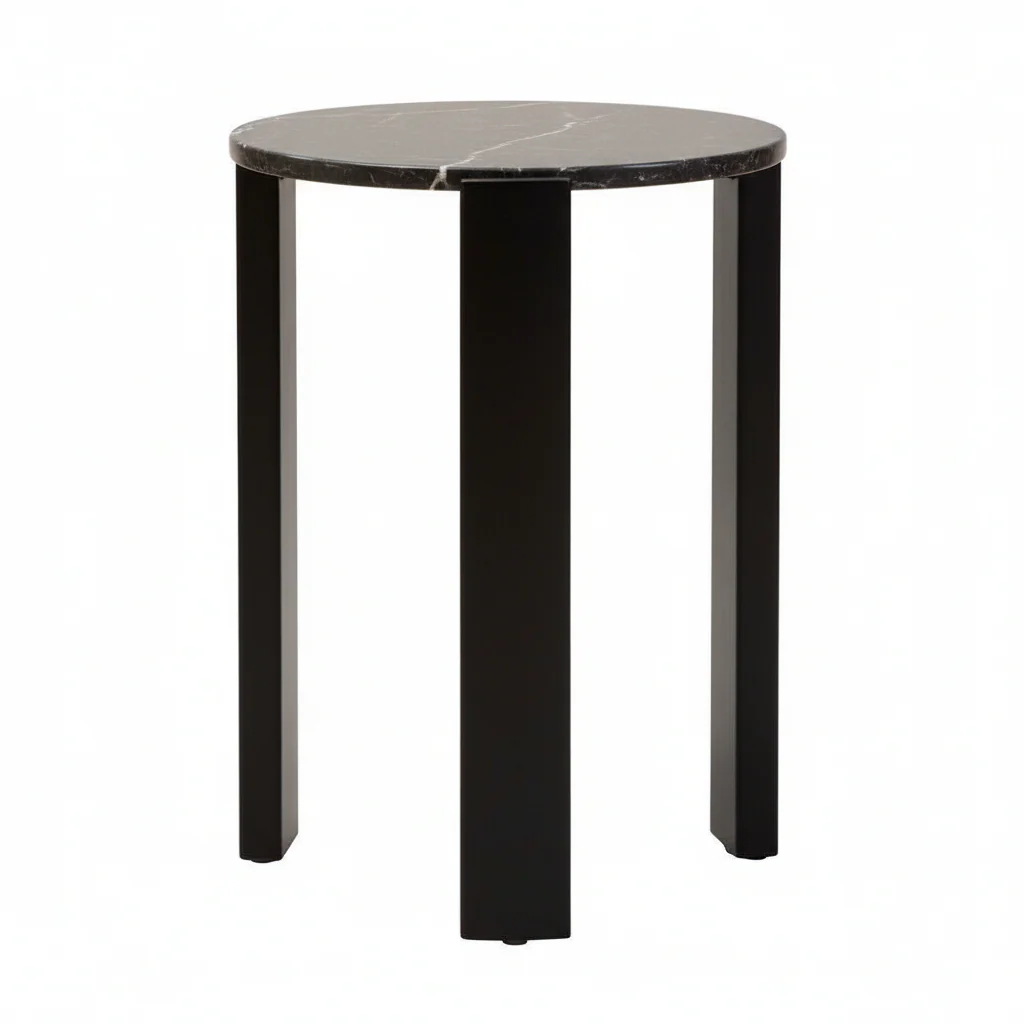 Palermo Black Marble Top Round Side Table