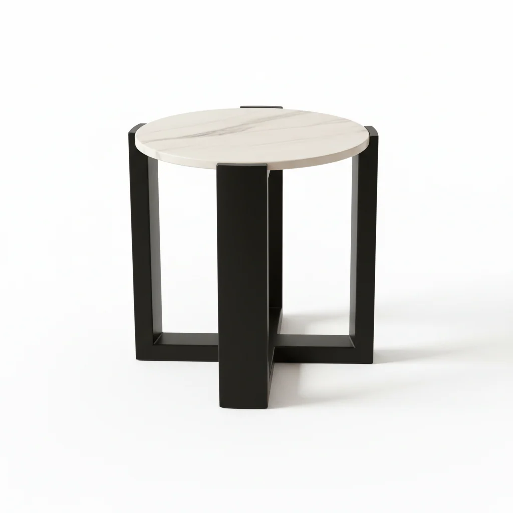 Palermo Cream Marble Top Round Side Table