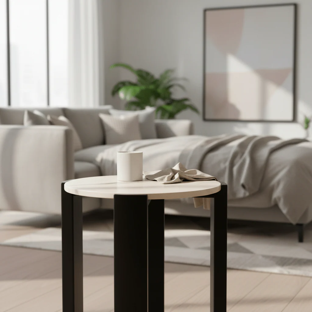 Palermo Cream Marble Top Round Side Table - Image 3