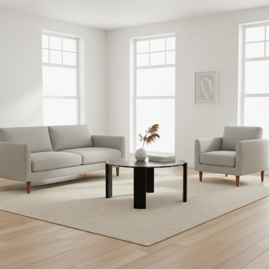 Palermo Round Black Marble Top Large Coffee Table - Image 4