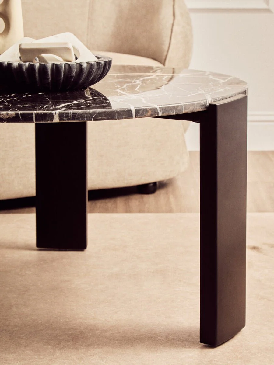 Palermo Round Black Marble Top Large Coffee Table - Image 8