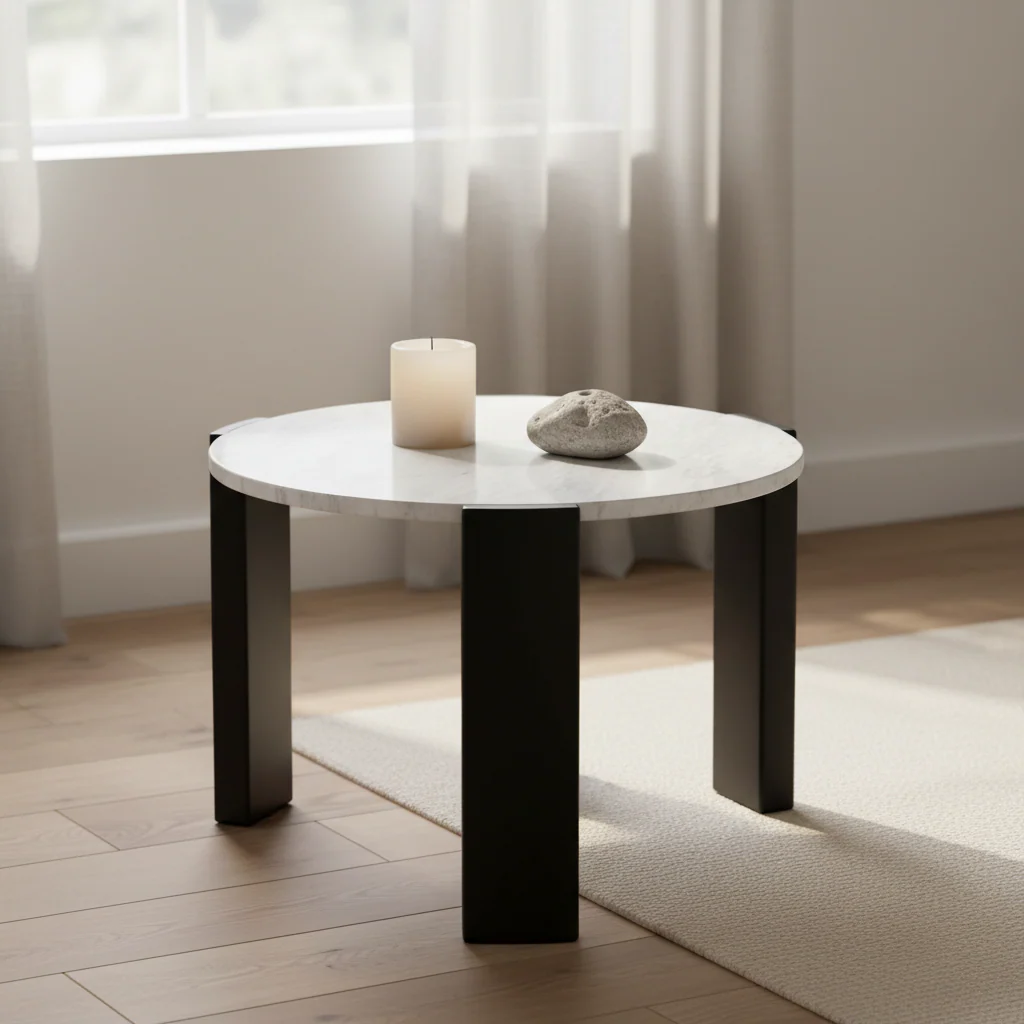 Palermo Round White Marble Top Small Coffee Table - Image 3