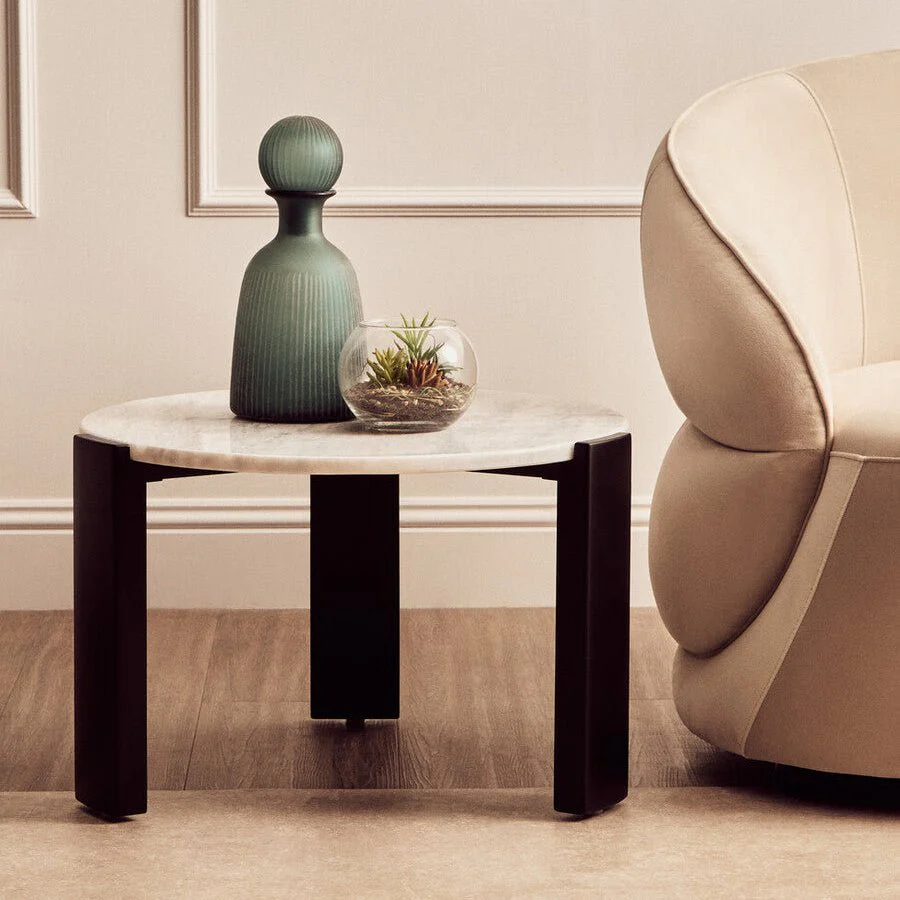 Palermo Round White Marble Top Small Coffee Table - Image 6