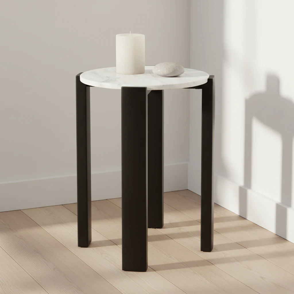 Palermo White Marble Top Round Side Table - Image 3