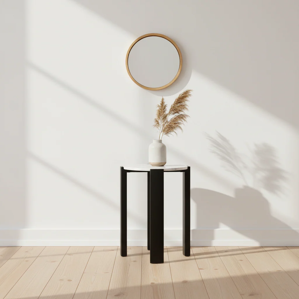 Palermo White Marble Top Round Side Table - Image 4