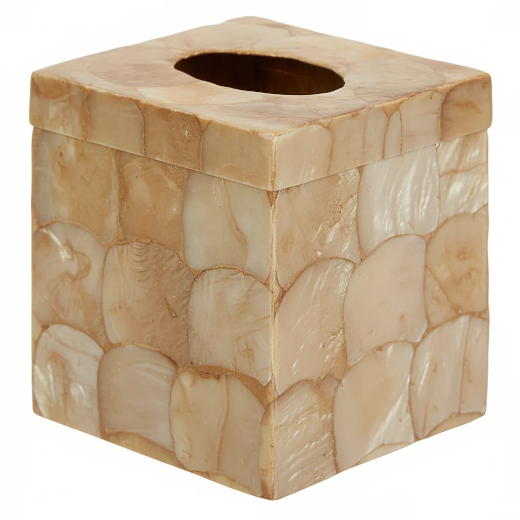 Palu Beige Seashell Square Tissue Box