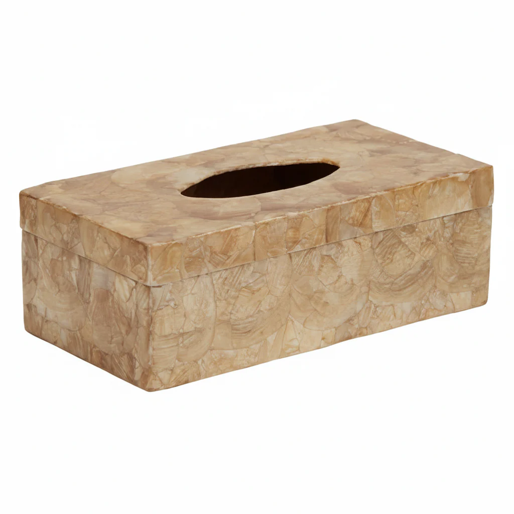 Palu Beige Seashell Tissue Box