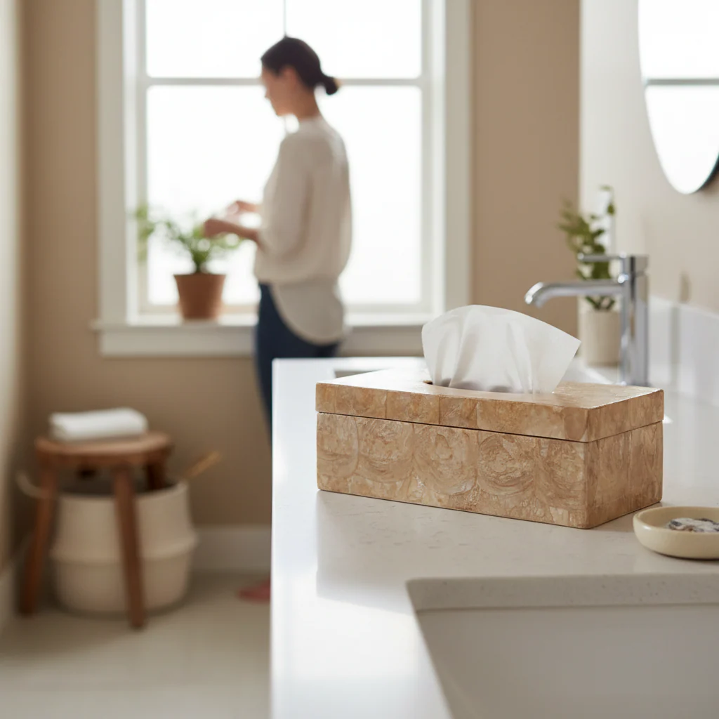 Palu Beige Seashell Tissue Box - Image 2