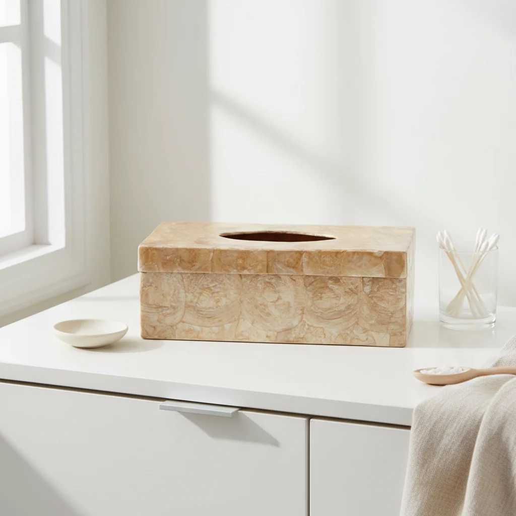Palu Beige Seashell Tissue Box - Image 3