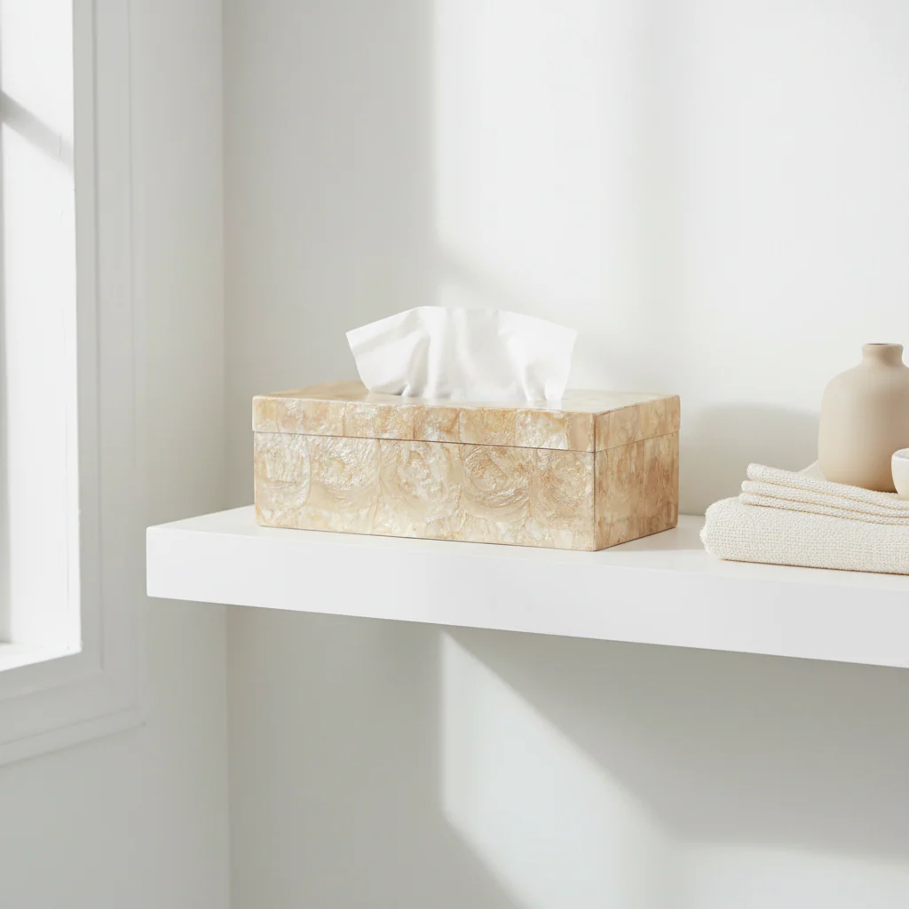 Palu Beige Seashell Tissue Box - Image 4
