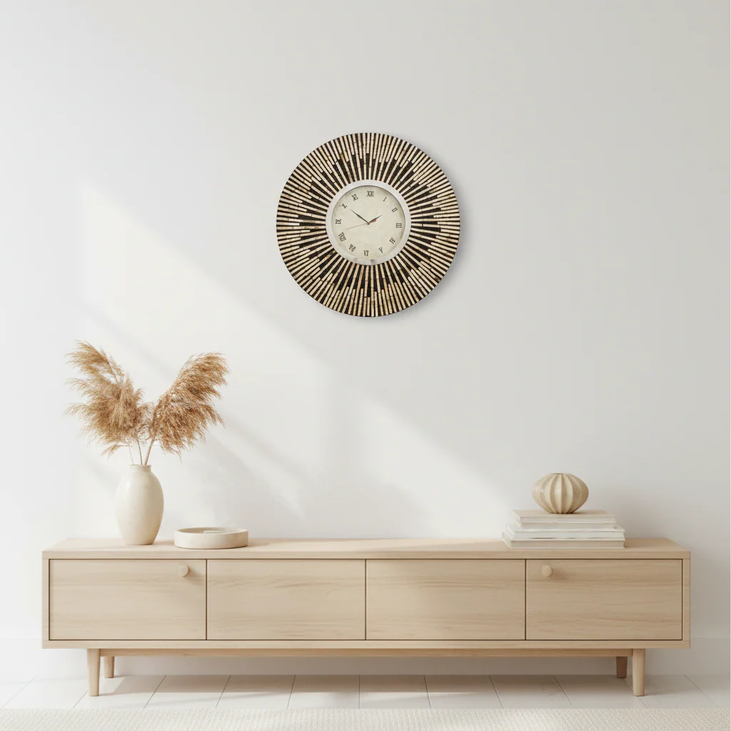 Palu Black and Natural Shell Wall Clock - Image 3