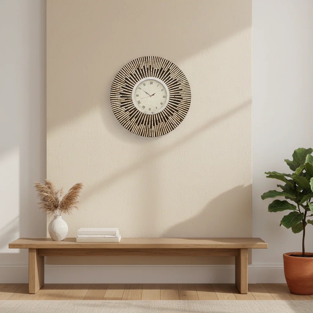 Palu Black and Natural Shell Wall Clock - Image 4