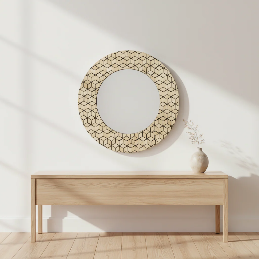 Palu Black Wall Mirror with Seashell Inlay - Image 3
