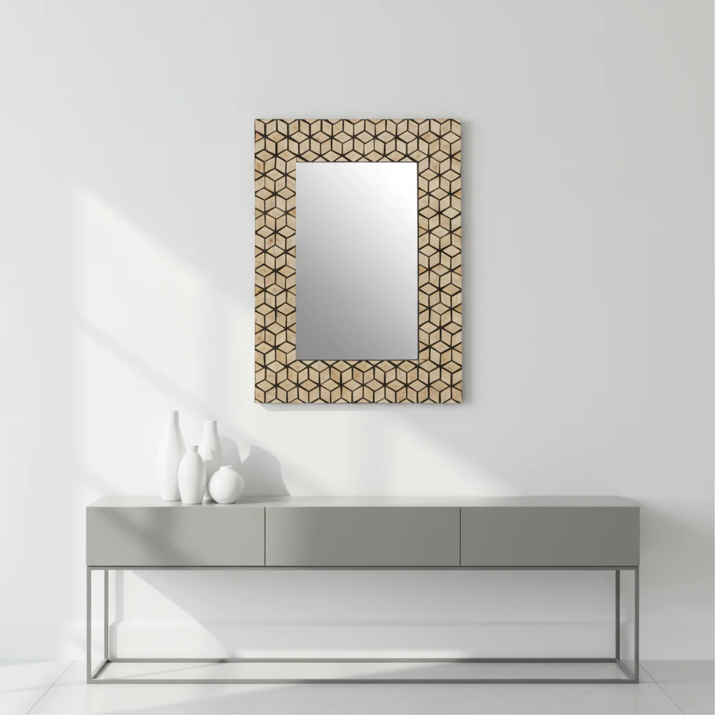 Palu Black Wall Mirror with Seashell Inlay - Image 6