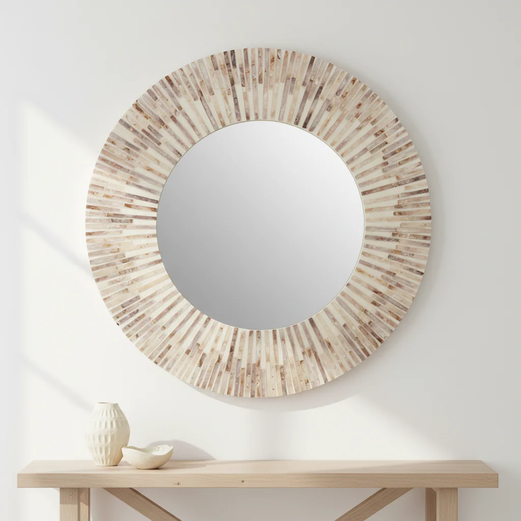 Palu Natural Shell Round Wall Mirror - Image 3