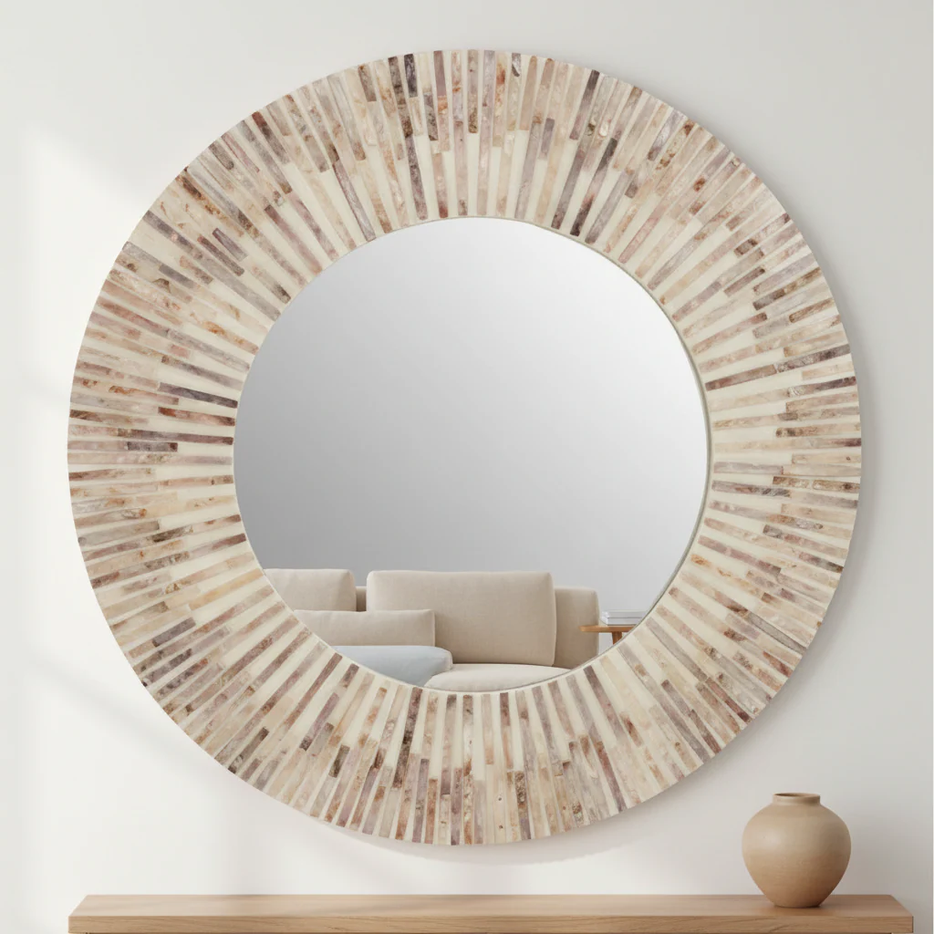 Palu Natural Shell Round Wall Mirror - Image 4