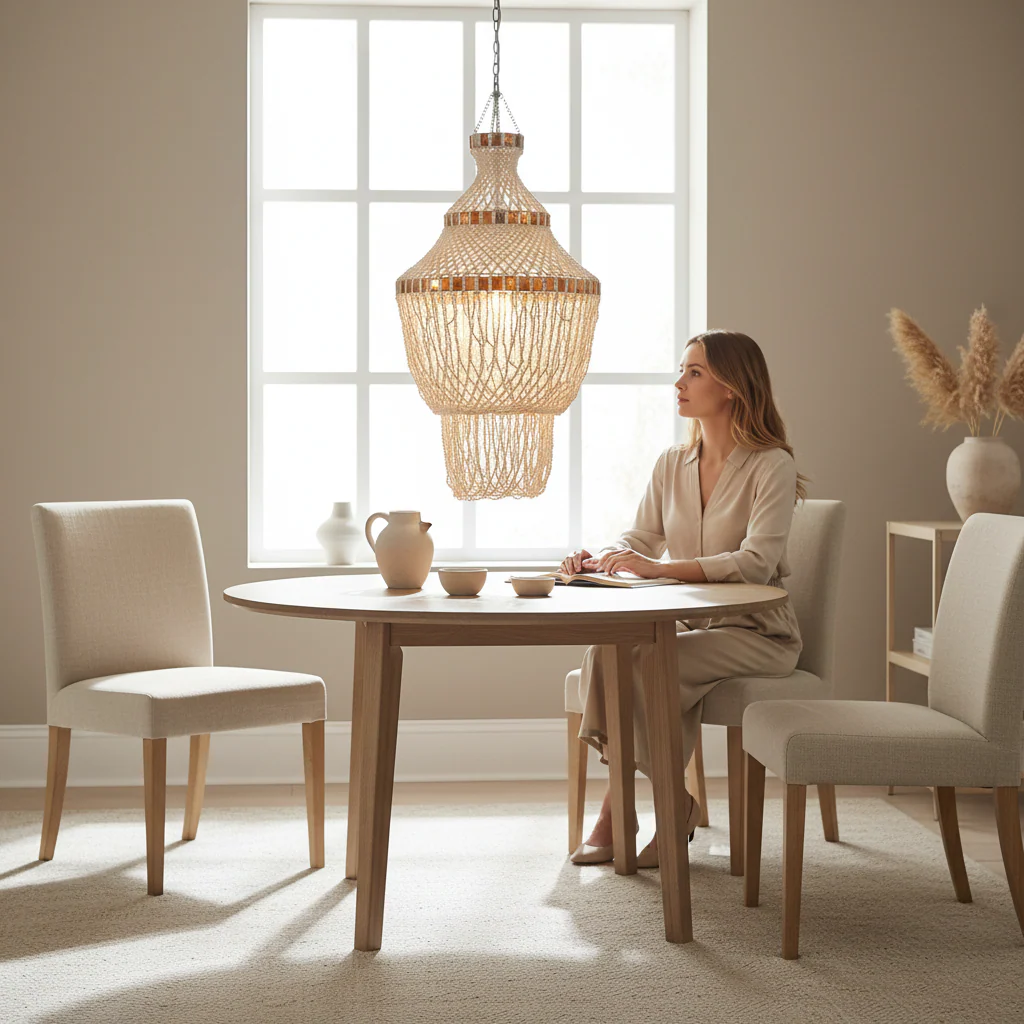 Palu Natural White and Amber Shell Pendant Light - Image 2
