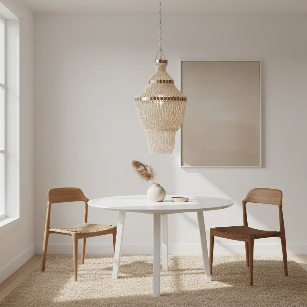 Palu Natural White and Amber Shell Pendant Light - Image 4