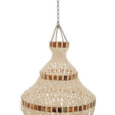 Palu Natural White and Amber Shell Pendant Light - Image 6