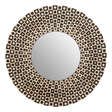 Palu Round Black Wall Mirror with Shell Inlay - Image 4