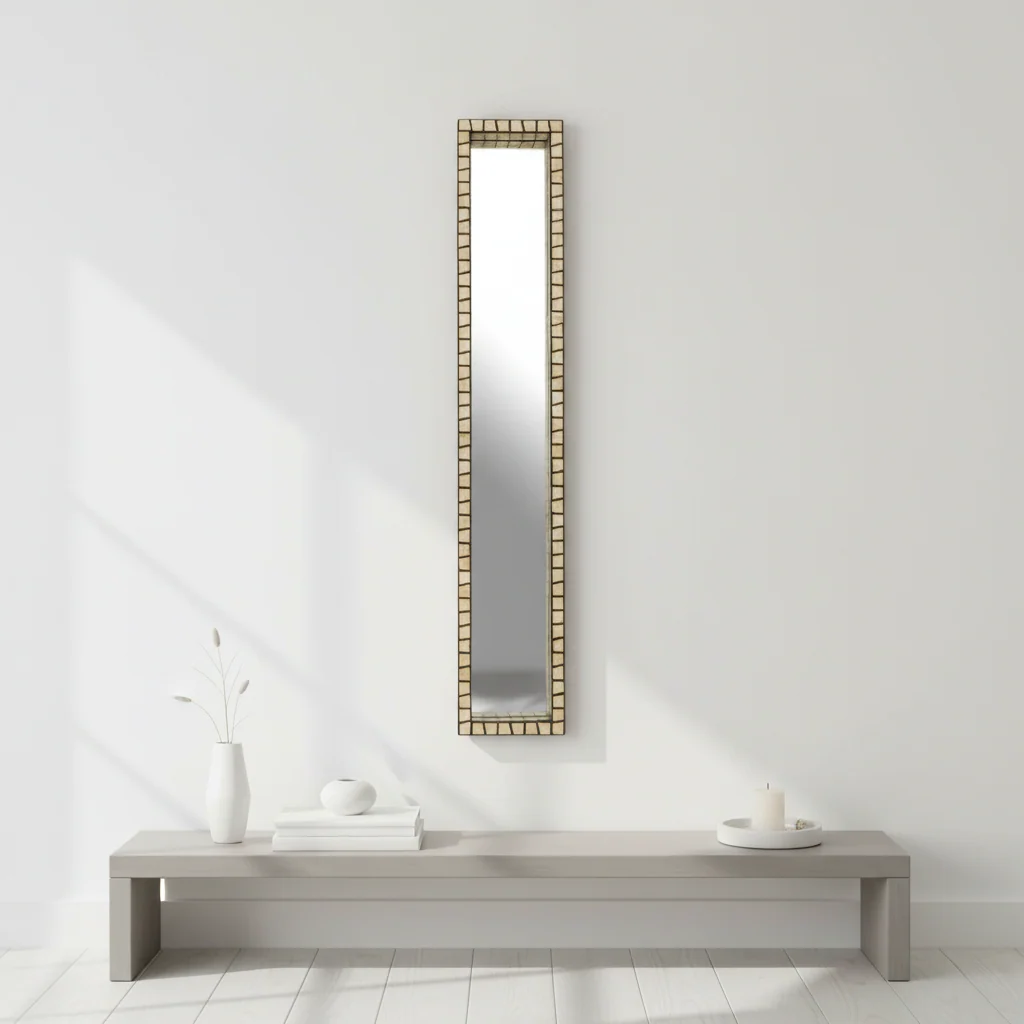Palu Tall Black Wall Mirror with Shell Inlay - Image 3