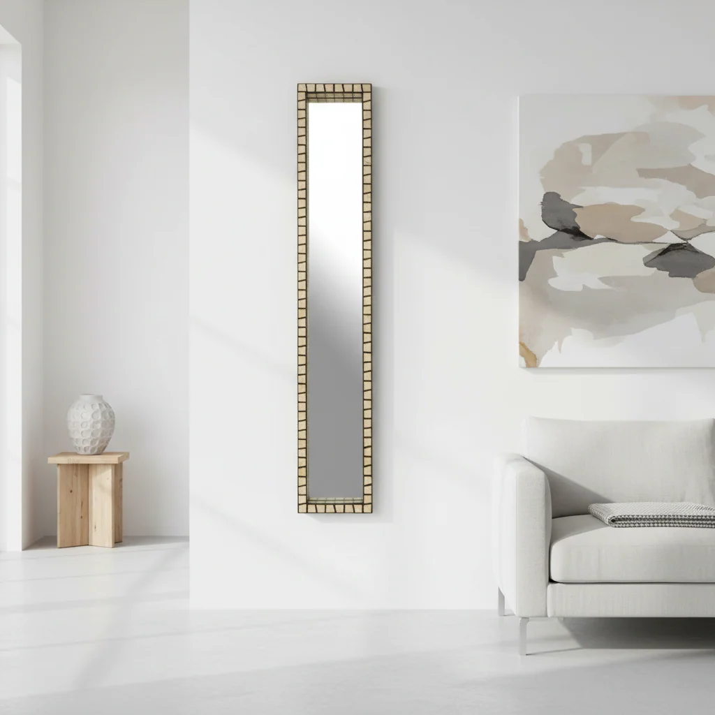 Palu Tall Black Wall Mirror with Shell Inlay - Image 4