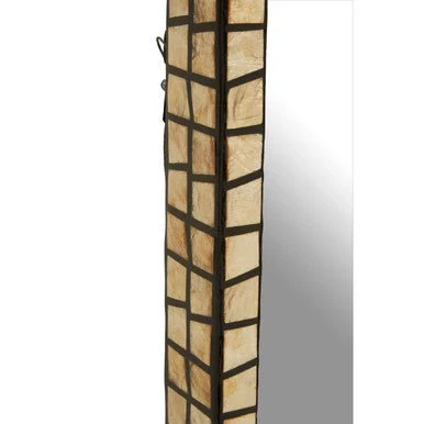 Palu Tall Black Wall Mirror with Shell Inlay - Image 8