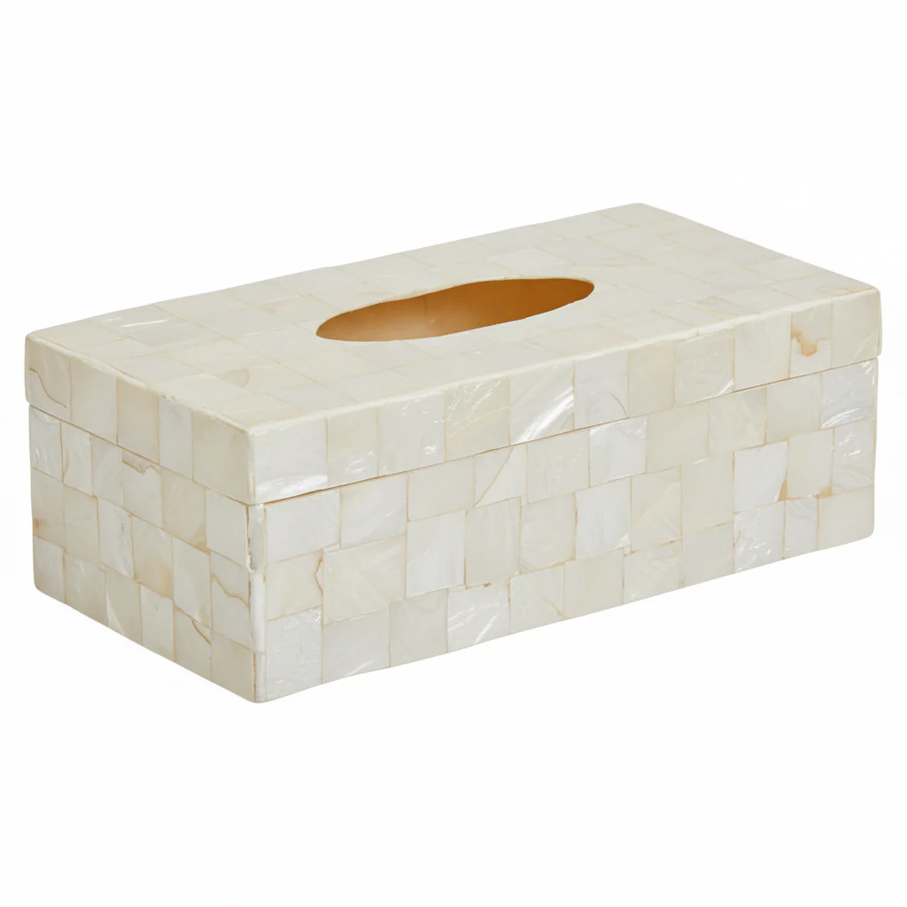 Palu White Sea Shell Tissue Box