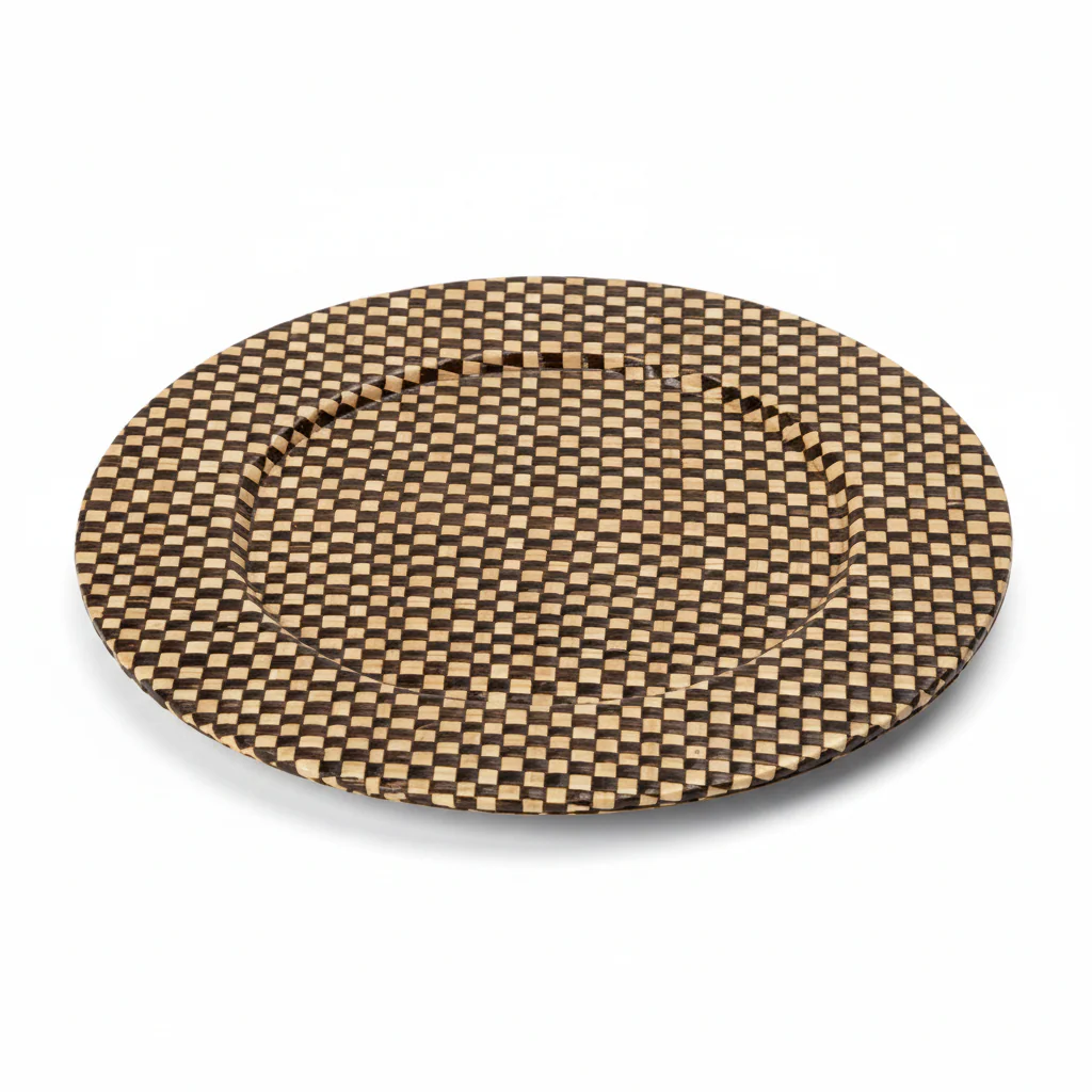 Pandanus Black And Natural Charger Plate