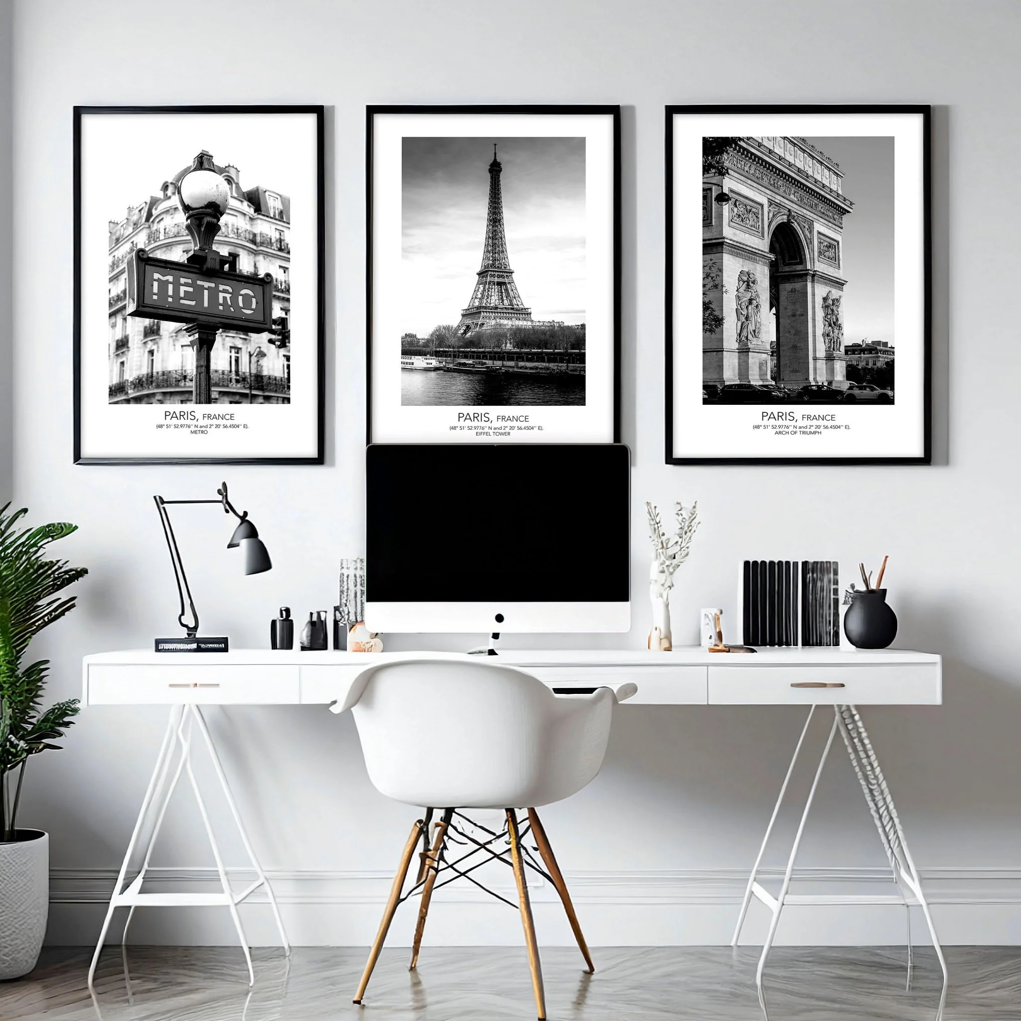 Black and white print set of 3 Paris wall art - Image 2