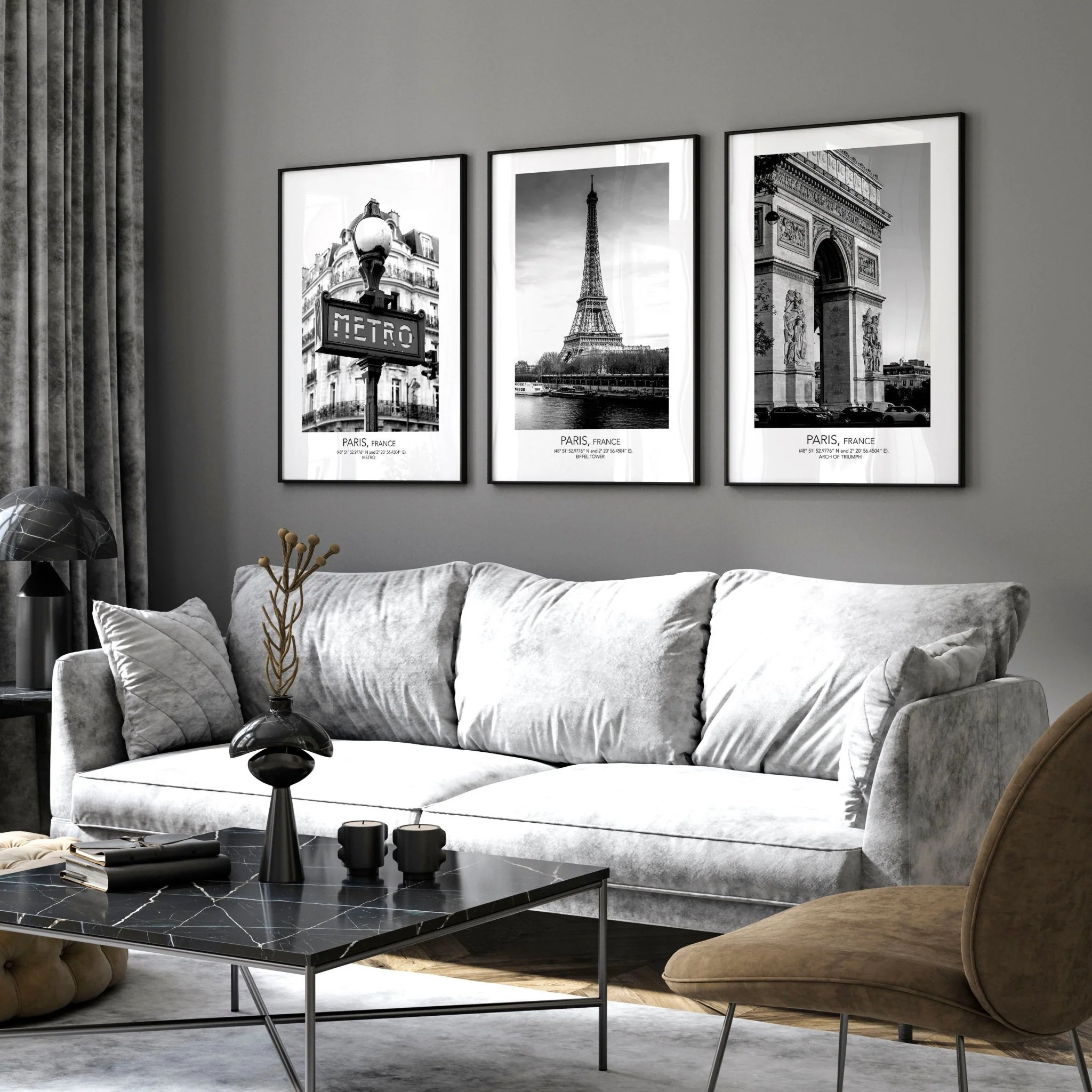 Wall art of Paris | set of 3 framed wall art prints - Image 3