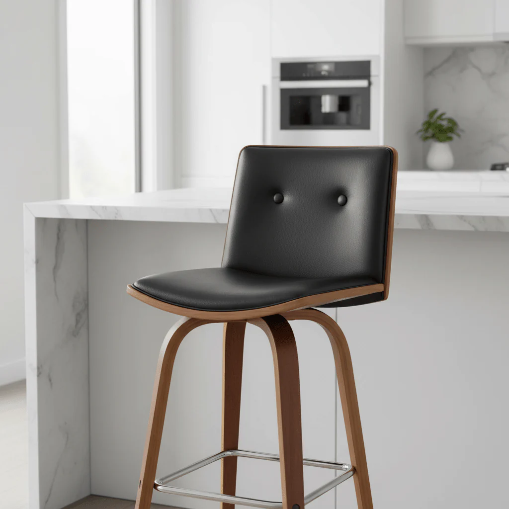 Parkar Black Leather Effect Bar Chair - Image 5