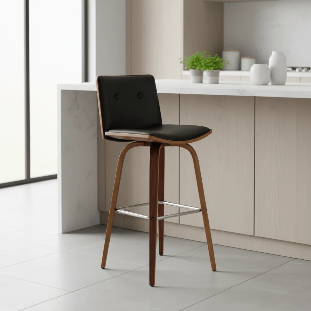 Parkar Black Leather Effect Bar Chair - Image 6