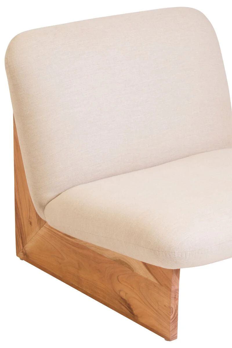 Parova Linen Texture Armless Chair With Wood Base - Image 10