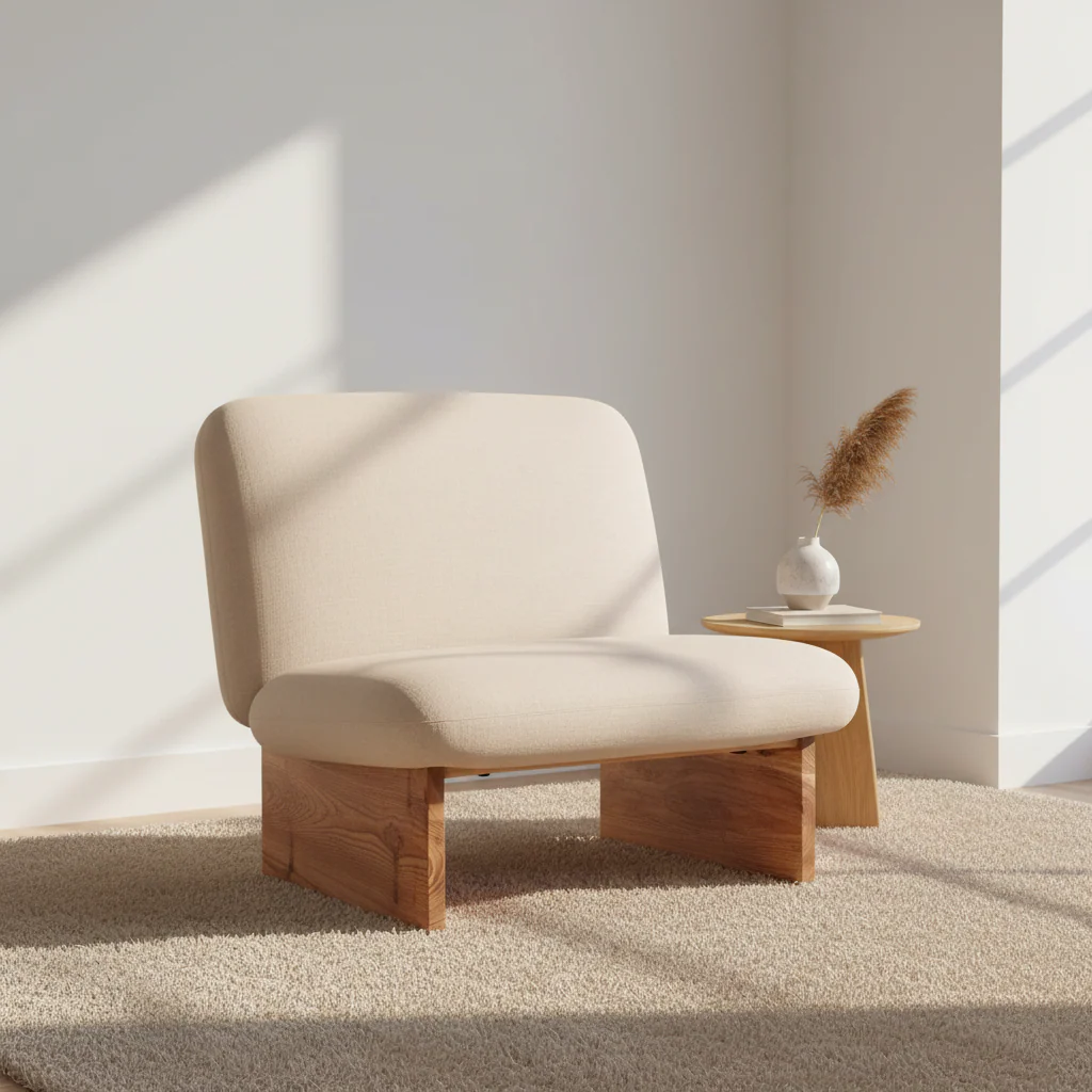 Parova Linen Texture Armless Chair With Wood Base - Image 4