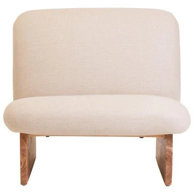 Parova Linen Texture Armless Chair With Wood Base - Image 5
