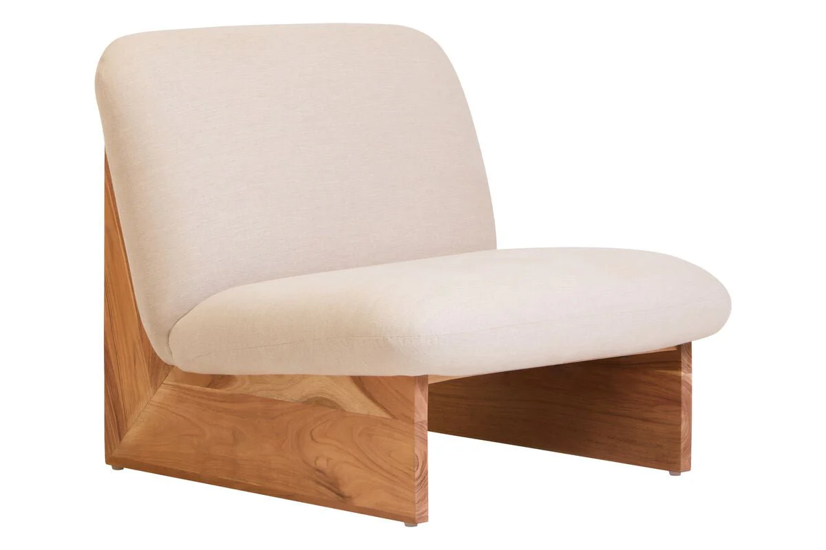Parova Linen Texture Armless Chair With Wood Base - Image 7
