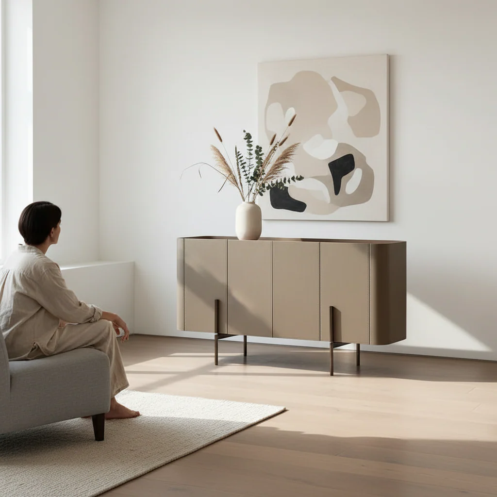 Patricia 4 Door Sideboard, Light Khaki - Image 3