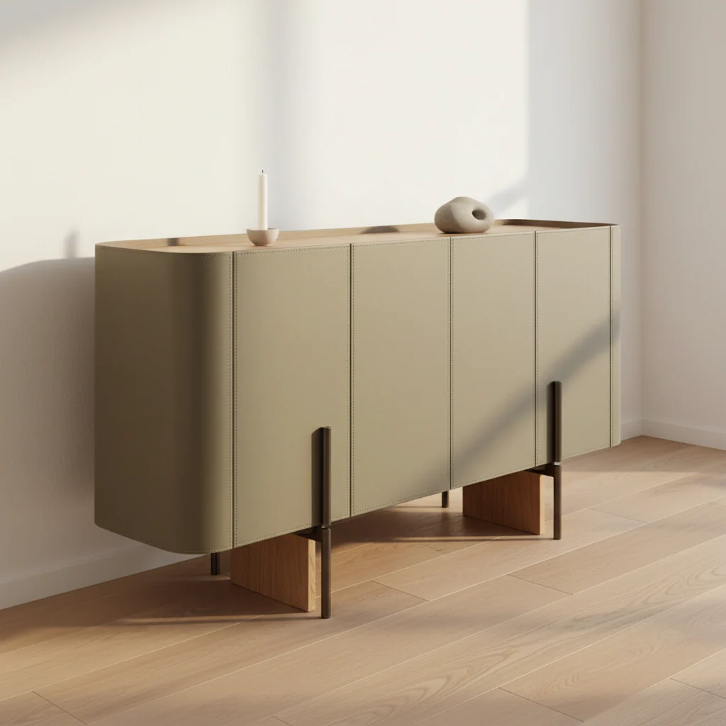 Patricia 4 Door Sideboard, Light Khaki - Image 4