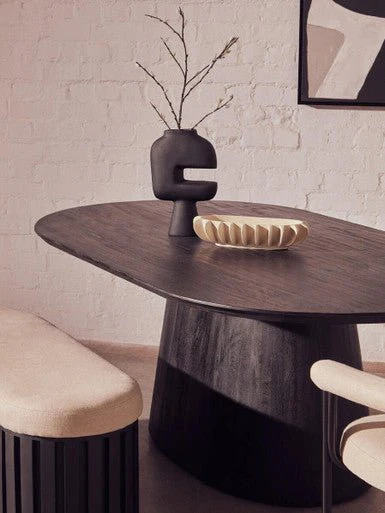 Perdoba Oval Mango Wood Black Finish Dining Table - Image 10