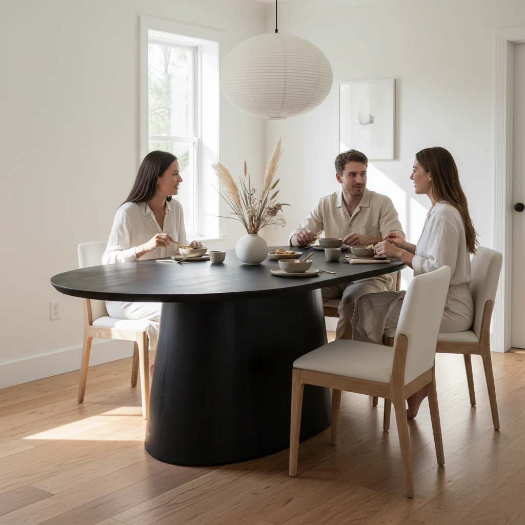 Perdoba Oval Mango Wood Black Finish Dining Table - Image 2